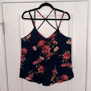 Navy crisscross back detailed top